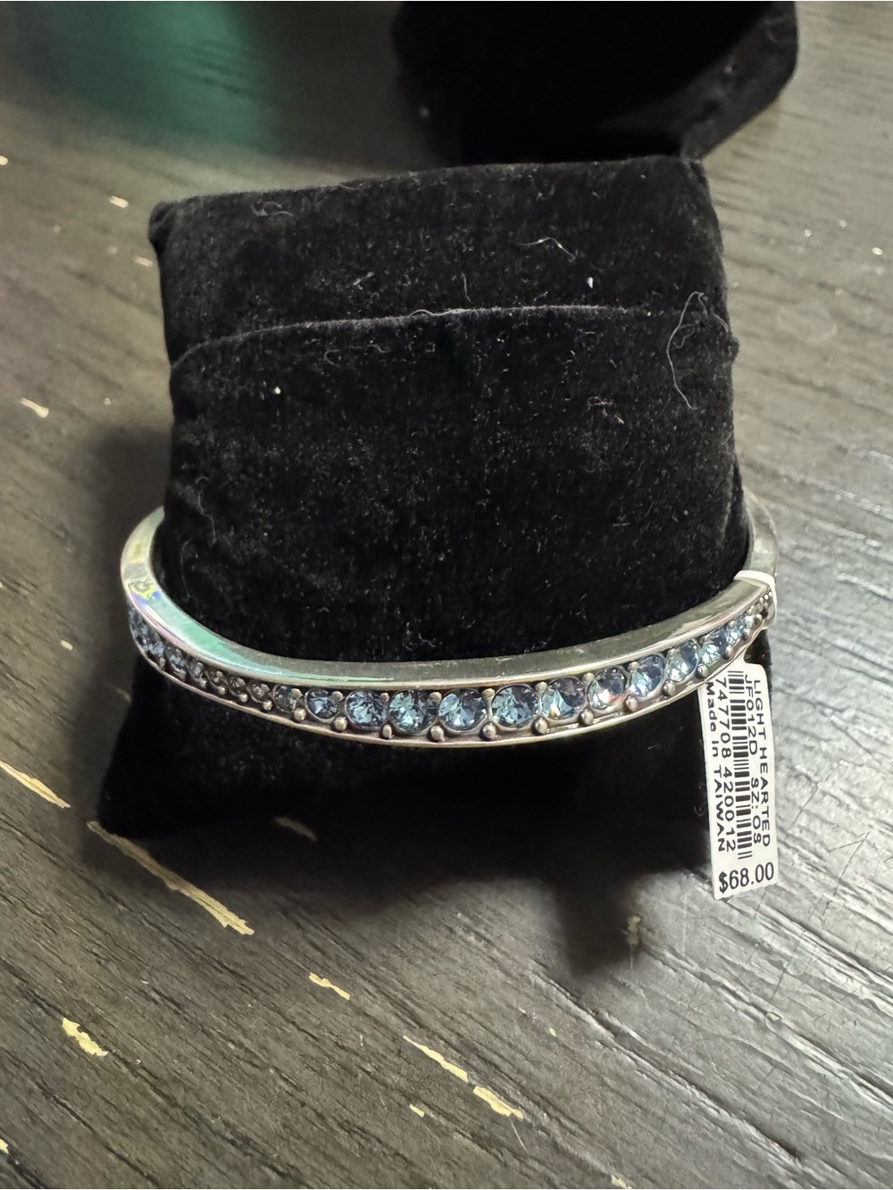 Brighton retired Silver-tone Blue Crystal Bangle Bracelet